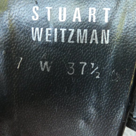 Stuart Weitzman Black Square Toe Heels Sandals Leather Sole Spain 7M - Picture 3 of 10